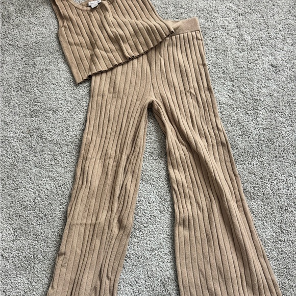 Sincerly Jules Other - Sincerely Jules Tan Ribbed Knit Pajama Set